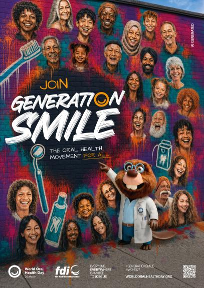 Poster showing Toothie and a painted wall with faces